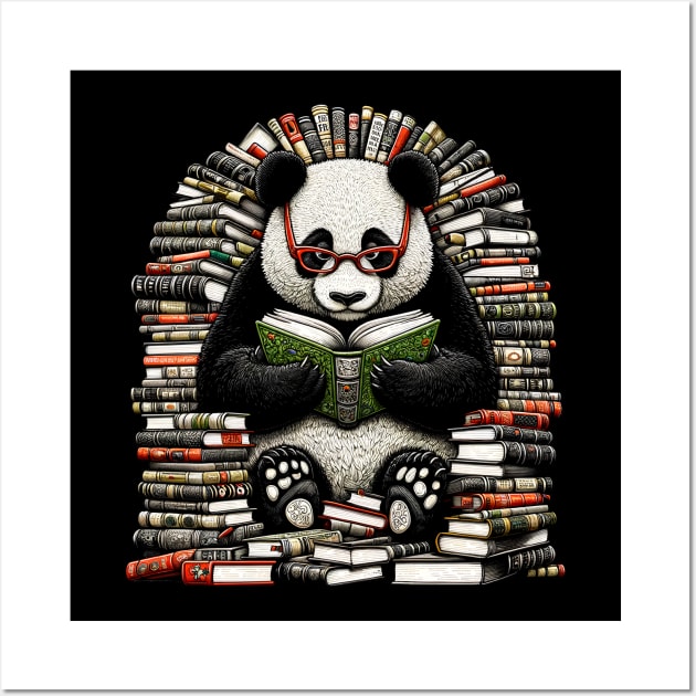 Book Panda Bear Reading Literacy Wall Art by E